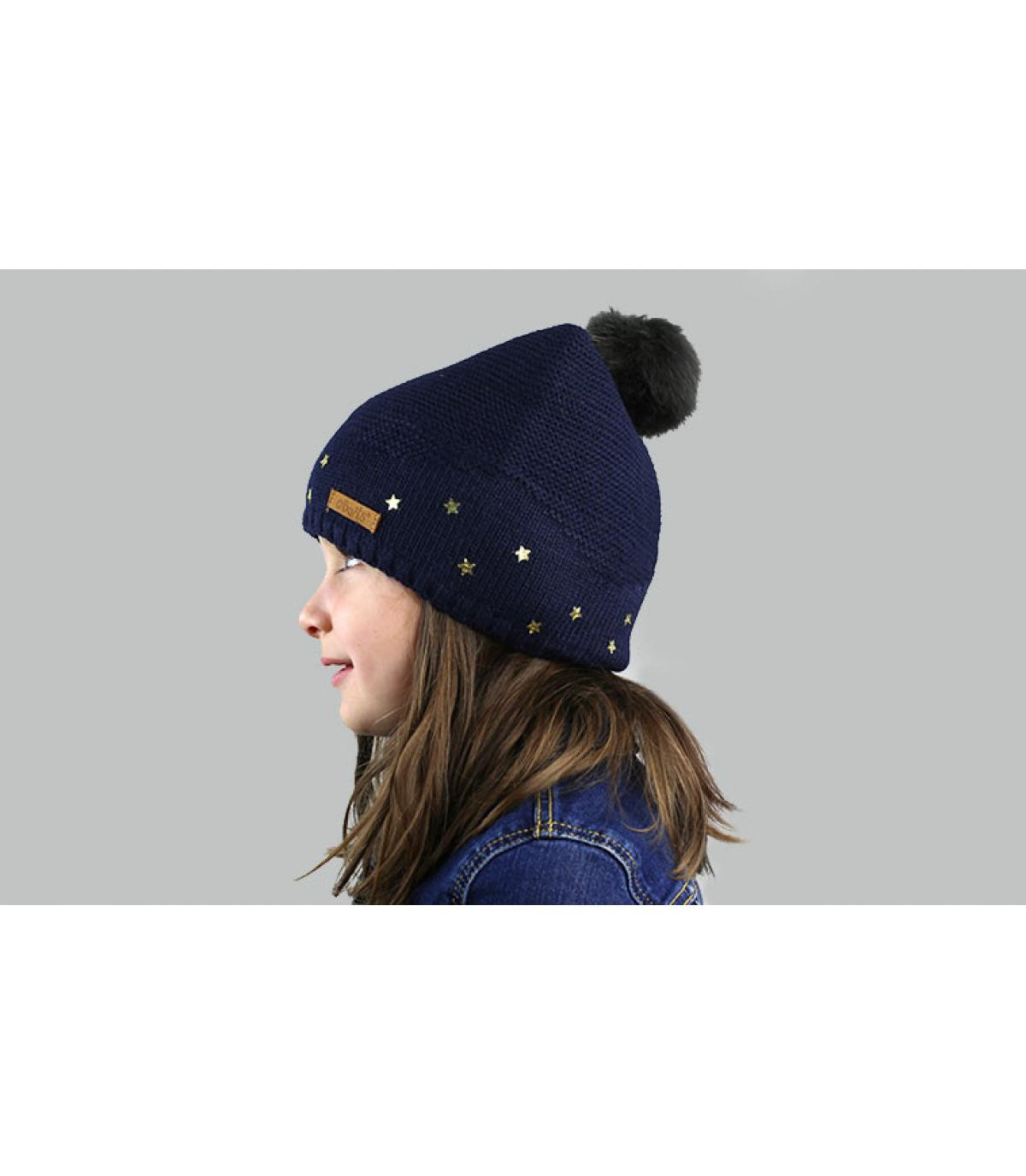 Kinder Mütze blau  Fellbommel Nerida Beanie Kids navy